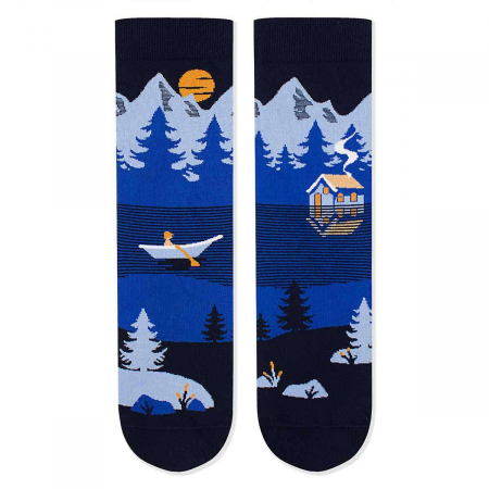 Sosete amuzante femei - Sosete bumbac Arty Socks Peisaj Montan Albastru
