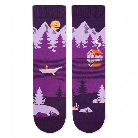 Sosete amuzante femei - Sosete bumbac Arty Socks Peisaj Montan Violet