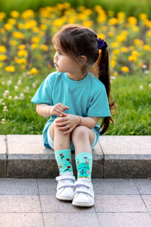 Șosete bumbac Arty Socks Pisica Hippie Albastru Pal [4]