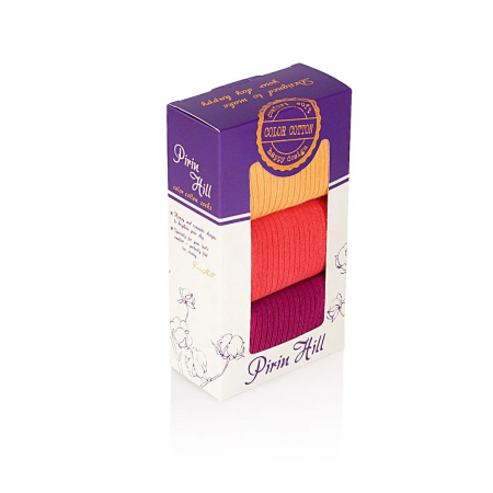 Sosete medicinale - Sosete bumbac lungi fara elastic Box 3 buc. Yellow Coral Fucsia