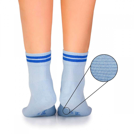 Sosete casual femei - Sosete bumbac organic albastre cu 2 dungi albastru inchis Active Day