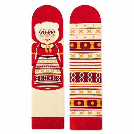 Sosete amuzante unisex - Sosete bumbac organic ARTY SOCKS Bunicuta Ecru