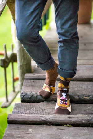 Sosete bumbac organic ARTY SOCKS Mask Brown [3]
