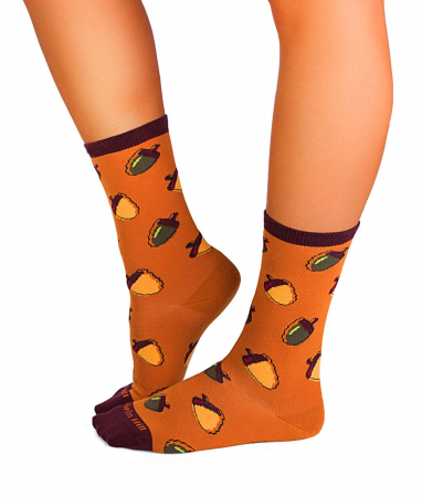 Legume, fructe si gastronomie - Sosete bumbac organic COLOUR COTTON AUTUMN ACORNS Orange