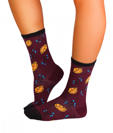 Legume, fructe si gastronomie - Sosete bumbac organic COLOUR COTTON AUTUMN LEAVES Bordeaux