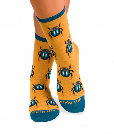 Sosete amuzante barbati - Sosete bumbac organic COLOUR COTTON Beetle