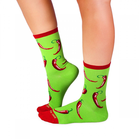 Legume, fructe si gastronomie - Sosete bumbac organic COLOUR COTTON MEXICO CHILI PEPPER Green