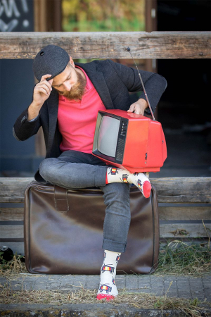 Sosete bumbac organic COLOUR COTTON Retro TV Ecru [5]
