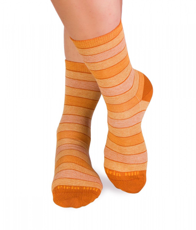 Dungi, buline si romburi - Sosete bumbac organic cu dungi 98% COTTON RICH Galben
