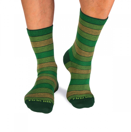 Dungi, buline si romburi - Sosete bumbac organic cu dungi 98% COTTON RICH Verde