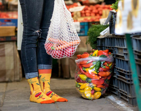 Legume, fructe si gastronomie - Sosete bumbac organic Fine Cotton Micul Gradinar Galben