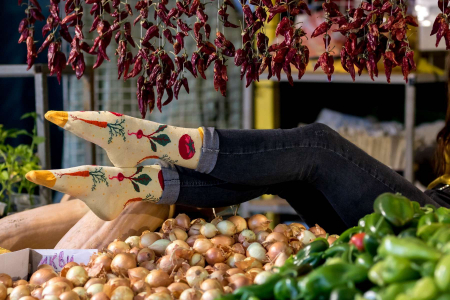 Legume, fructe si gastronomie - Sosete bumbac organic Fine Cotton Micul Gradinar Galben palid