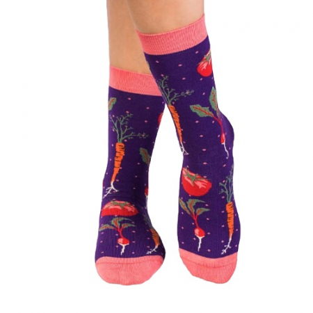 Legume, fructe si gastronomie - Sosete bumbac organic Fine Cotton Micul Gradinar Violet