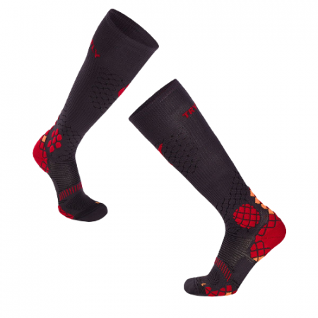 Sosete de compresie - Sosete compresive pentru alergat 3/4 COMPRESSION SOCKS Antracit - Rosu