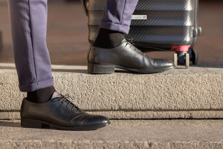 Șosete compresive pentru gambe late lungi 3/4 din Bumbac Mercerizat Negru [2]