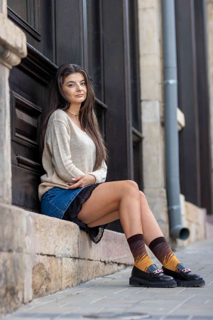 Șosete cu 98% Bumbac Tușe Artistice Maro [2]