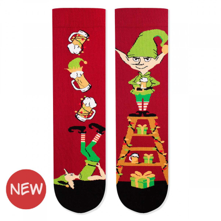 Meserii - Sosete din bumbac organic de Craciun Arty Socks Spiridus Vesel Bordo deschis