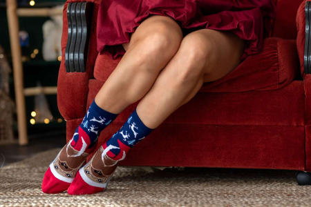 Șosete de Craciun din bambus Crăciunul Polar Morsa Albastru [2]