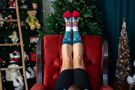 Șosete de Craciun din bambus Crăciunul Polar Pufin Verde [2]