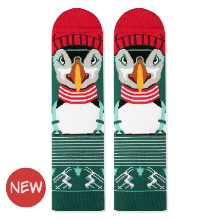 Sosete Copii - Șosete de Craciun din bambus Crăciunul Polar Pufin Verde