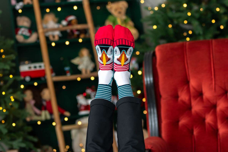 Șosete de Craciun din bambus Crăciunul Polar Pufin Verde [3]