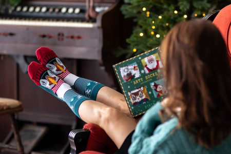 Șosete de Craciun din bambus Crăciunul Polar Pufin Verde [4]