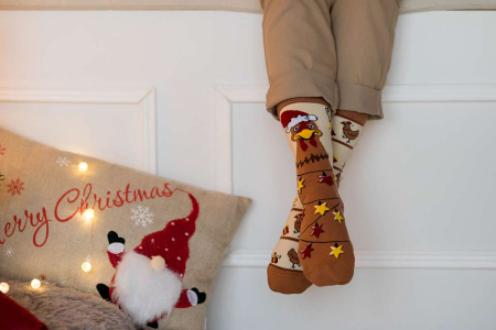 Șosete de Crăciun din Bumbac  Arty Socks cu Găină - Ecru [4]