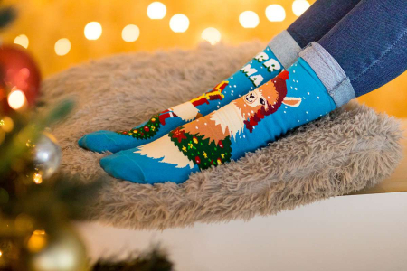 Șosete de Crăciun din bumbac Arty Socks cu Lama Turcoaz [4]
