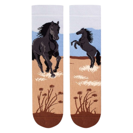 Sosete Dama - Șosete din bumbac Arty Socks cu Cai Bej