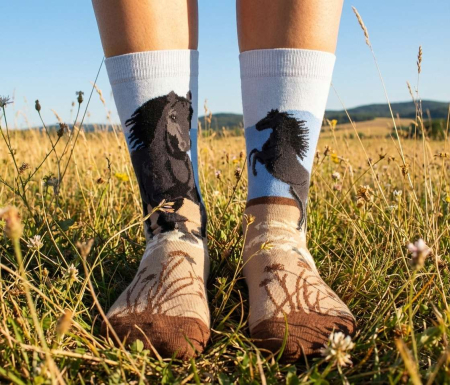 Șosete din bumbac Arty Socks cu Cai Bej [2]