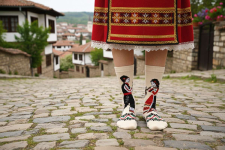 Șosete din bumbac Arty Socks cu Flăcău și Fată Ecru [2]