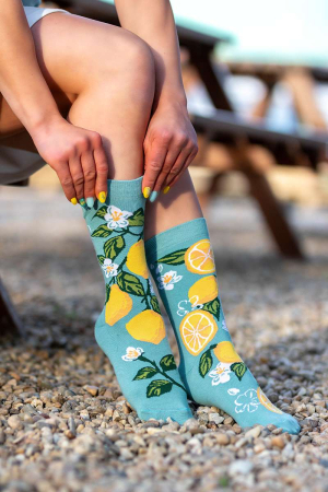 Sosete Dama - Șosete din bumbac Arty Socks cu Lamai Turcoaz