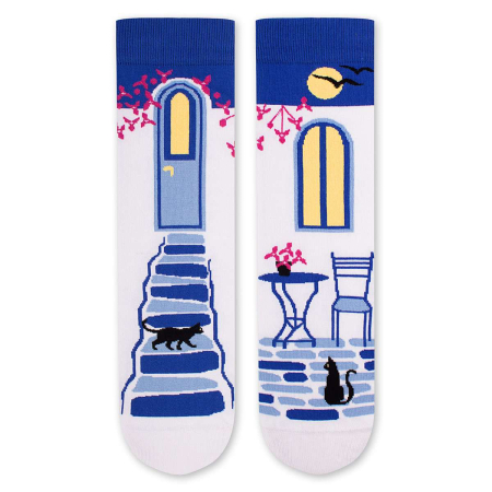 Sosete amuzante barbati - Șosete din bumbac  Arty Socks Seri Grecești Alb