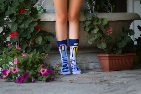 Sosete amuzante barbati - Șosete din bumbac  Arty Socks Seri Grecești Alb