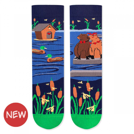 Animale - Sosete din bumbac organic Arty Socks Capybara Indragostita Albastru inchis
