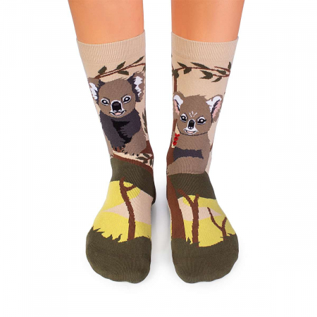 Animale - Sosete din bumbac organic Arty Socks Koala Indragostite Kaki