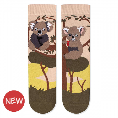 Animale - Sosete din bumbac organic Arty Socks Koala Indragostite Kaki