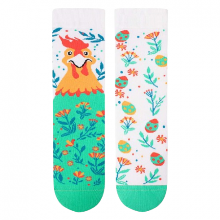 Animale - Sosete din bumbac organic Arty Socks Pui de Paste Alb