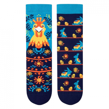 Animale - Sosete din bumbac organic Arty Socks Pui de Paste Albastru inchis