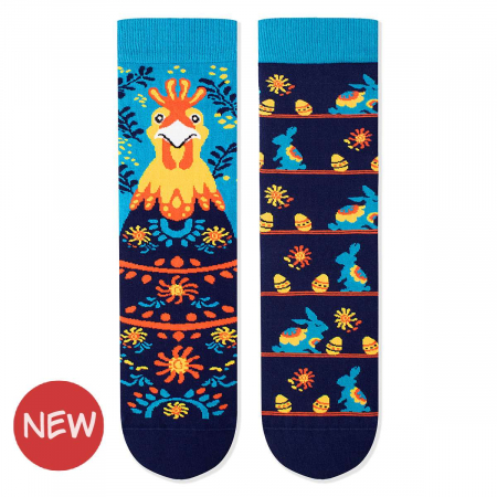 Animale - Sosete din bumbac organic Arty Socks Pui de Paste Albastru inchis