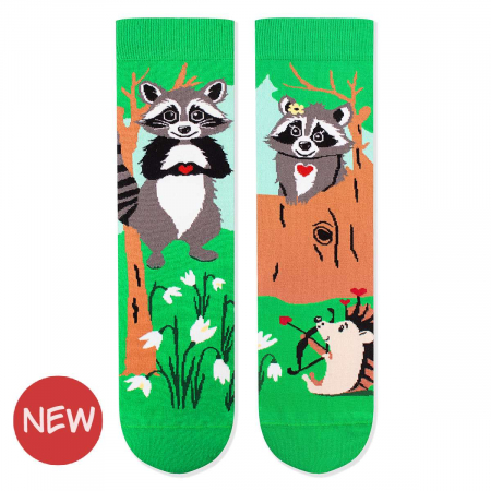 Animale - Sosete din bumbac organic Arty Socks Ratoni Indragostiti Verde