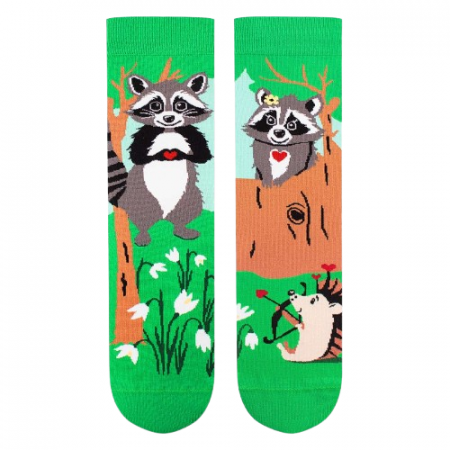 Sosete din bumbac organic Arty Socks Ratoni Indragostiti Verde [5]