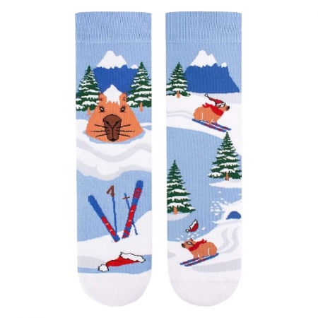 Sosete de Craciun - Sosete din bumbac organic de Craciun Arty Socks Capybara George Albastru