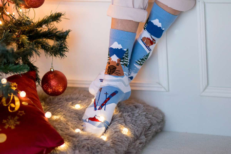 Sosete din bumbac organic de Craciun Arty Socks Capybara George Albastru [3]