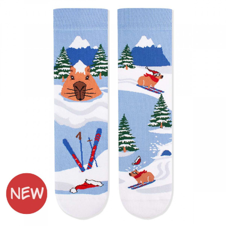 Animale - Sosete din bumbac organic de Craciun Arty Socks Capybara George Albastru