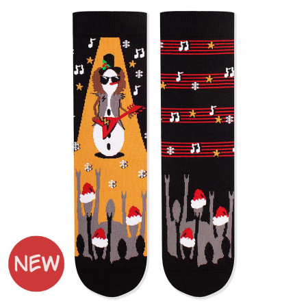 Animale - Sosete din bumbac organic de Craciun Arty Socks Om de Zapada Rocker Negru
