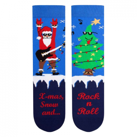 Șosete din bumbac organic de Crăciun Arty Socks Santa Rocker - Albastru [3]