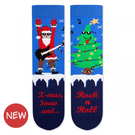 Rock - Șosete din bumbac organic de Crăciun Arty Socks Santa Rocker - Albastru