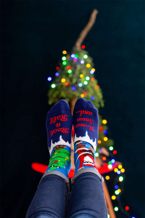 Șosete din bumbac organic de Crăciun Arty Socks Santa Rocker - Albastru [2]