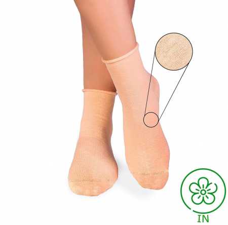 Sosete casual femei - Sosete din in si bumbac LINEN SNEAKER SOCKS coral